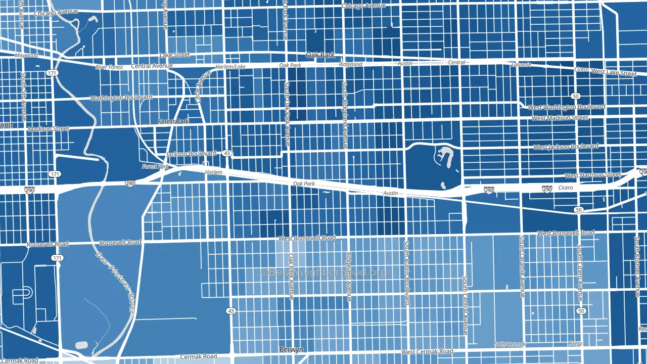 60304, IL block-group political-lean map
