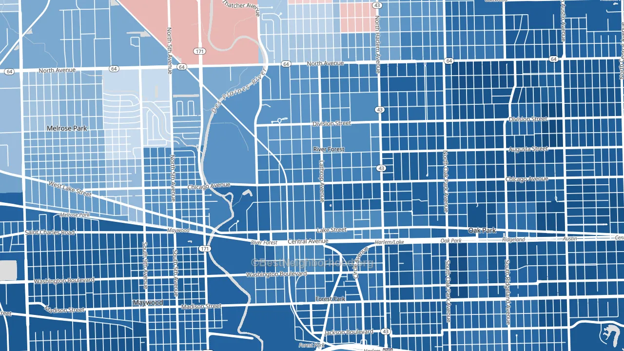 60305, IL block-group political-lean map
