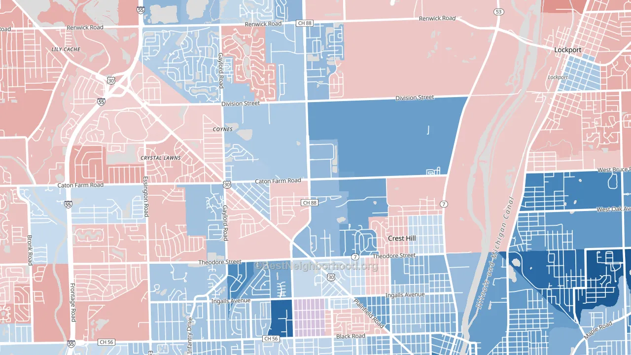 60403, IL block-group political-lean map