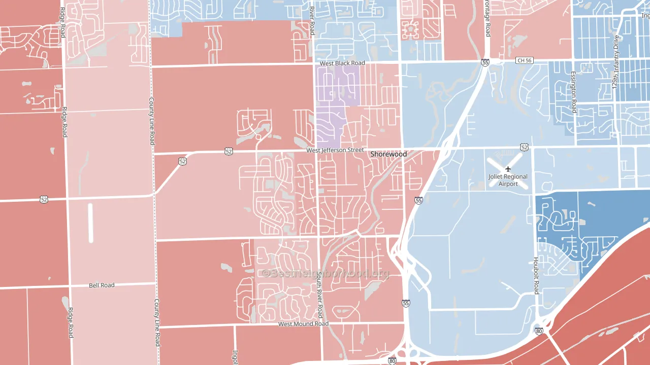 60404, IL block-group political-lean map