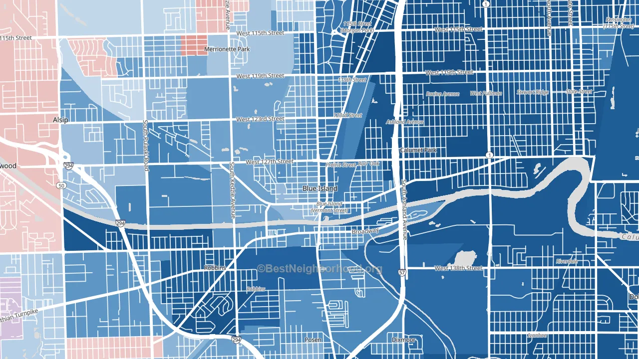 60406, IL block-group political-lean map