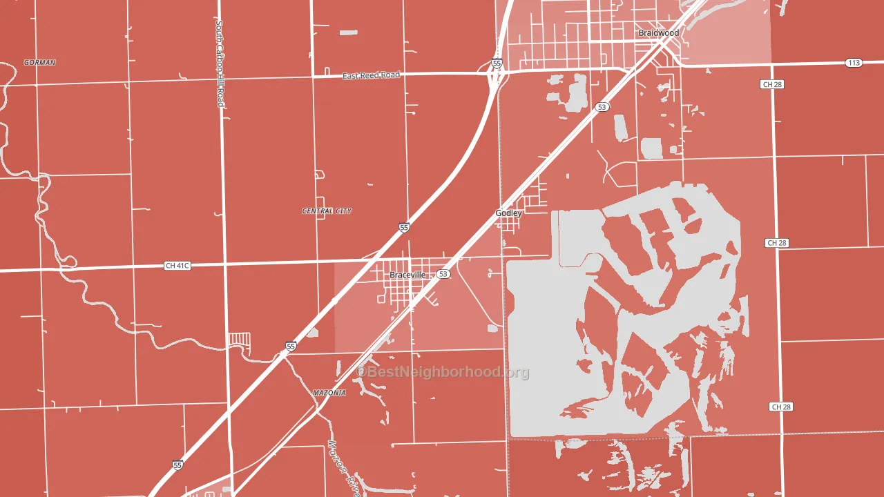 60407, IL block-group political-lean map