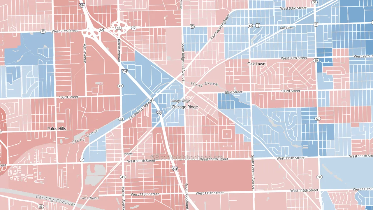 60415, IL block-group political-lean map