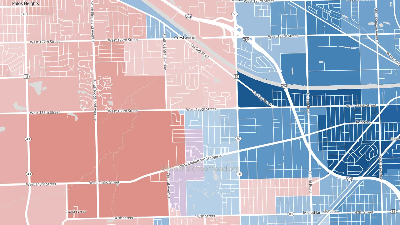 60418, IL block-group political-lean map