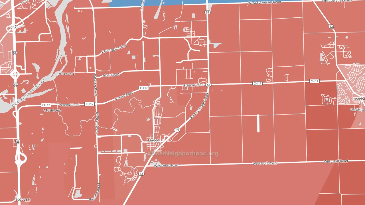 60421, IL block-group political-lean map
