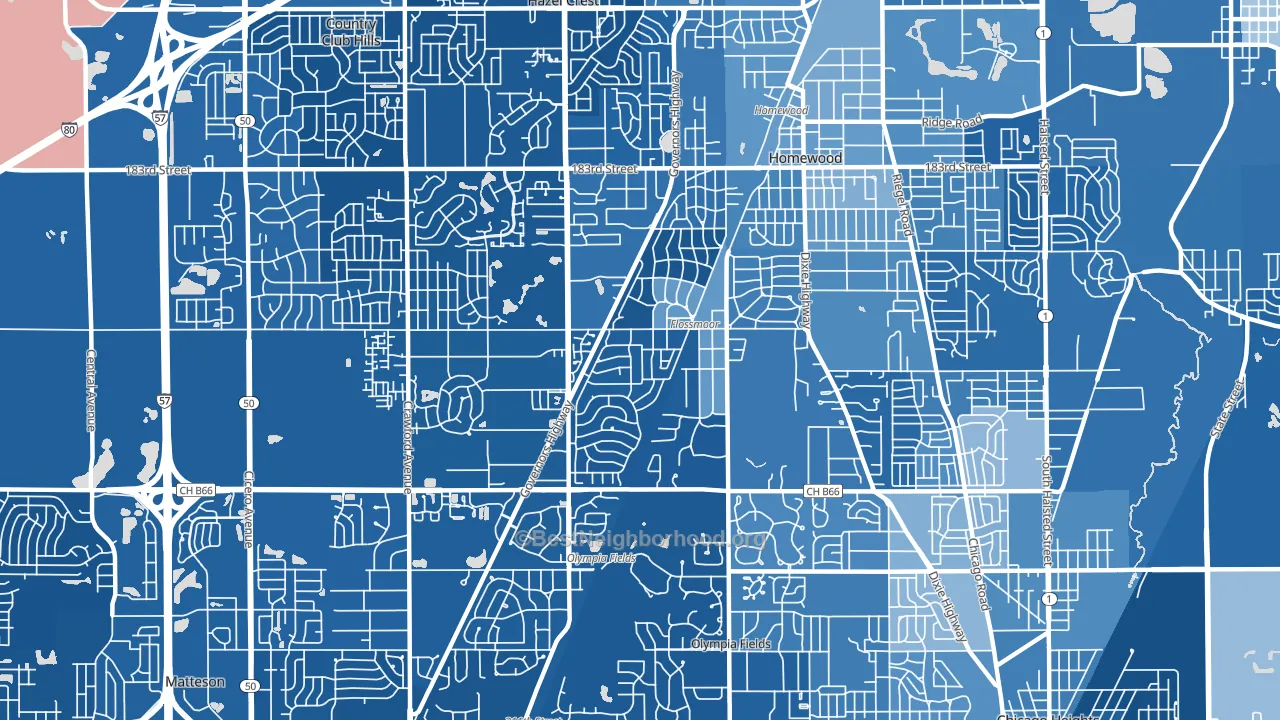60422, IL block-group political-lean map