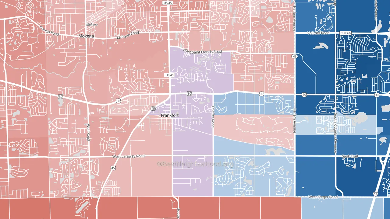 60423, IL block-group political-lean map