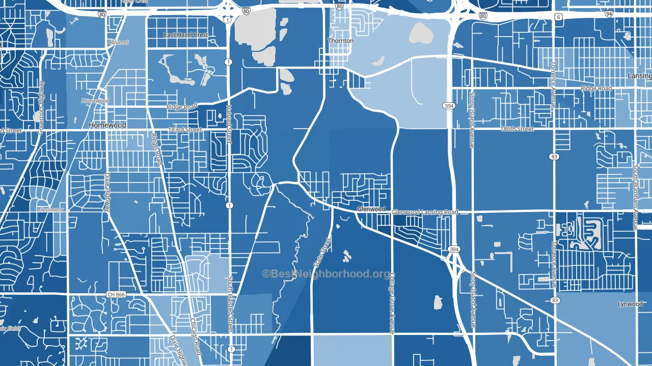 60425, IL block-group political-lean map