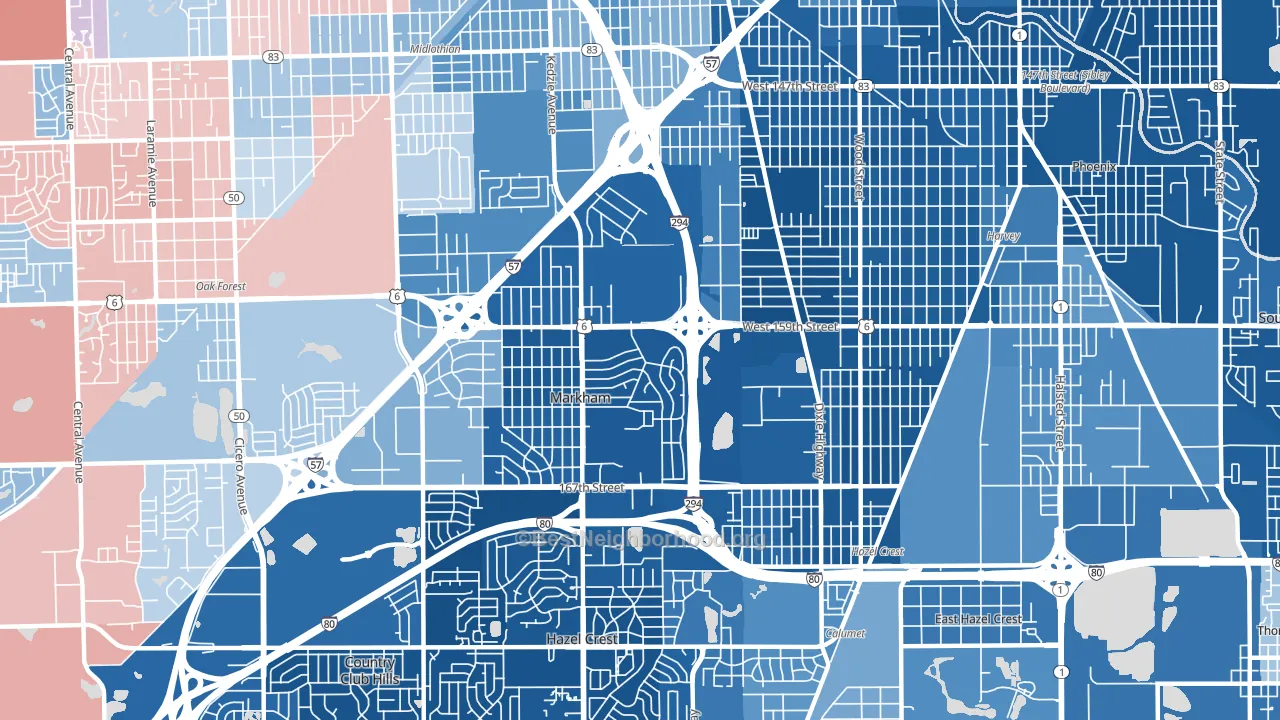 60428, IL block-group political-lean map