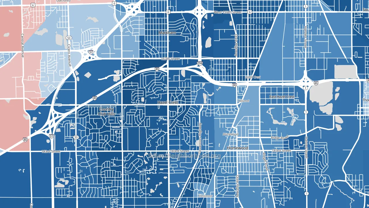 60429, IL block-group political-lean map