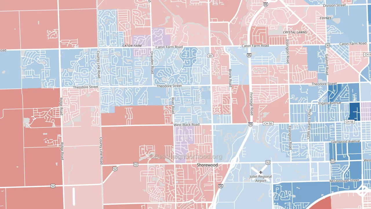 60431, IL block-group political-lean map