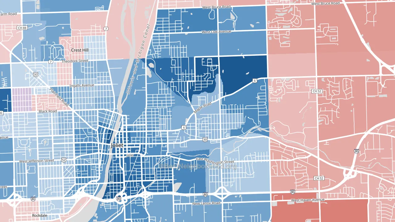 60432, IL block-group political-lean map