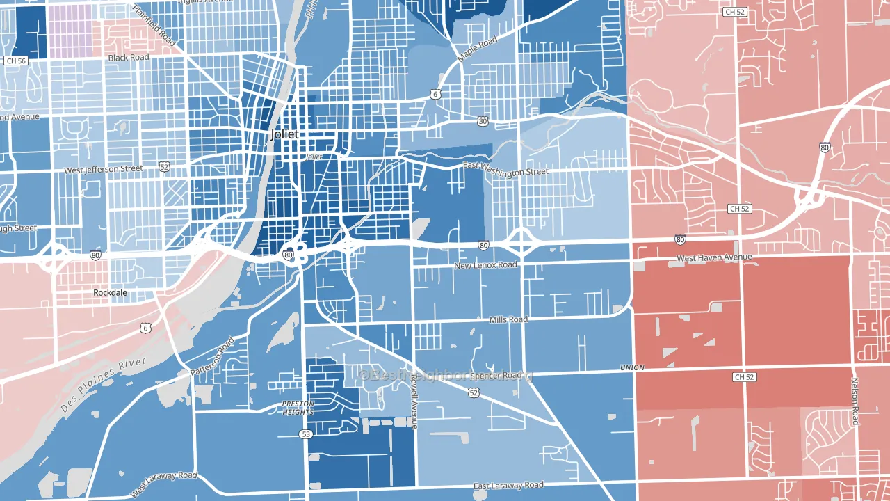 60433, IL block-group political-lean map