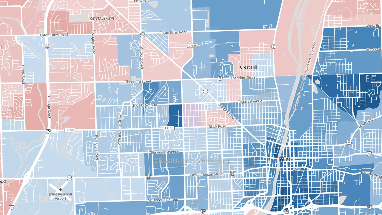 60435, IL block-group political-lean map