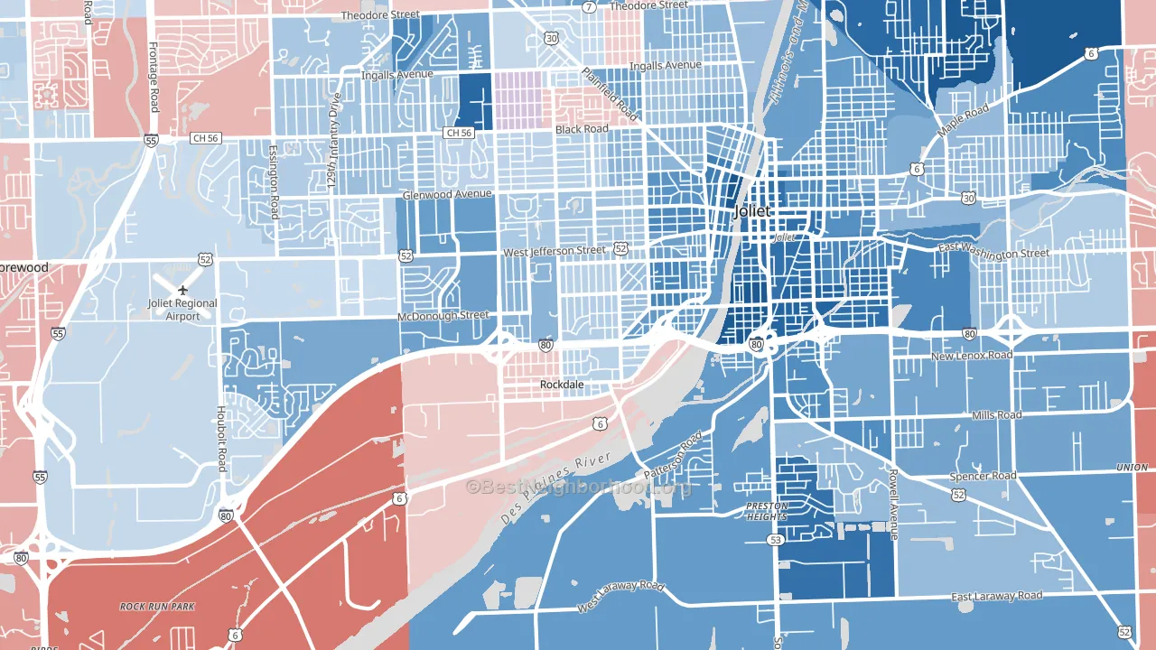60436, IL block-group political-lean map