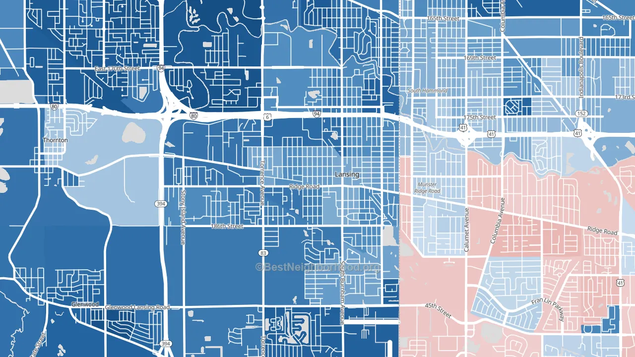 60438, IL block-group political-lean map