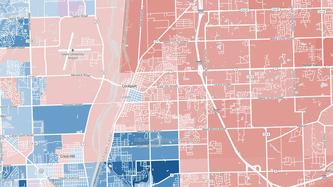 60441, IL block-group political-lean map