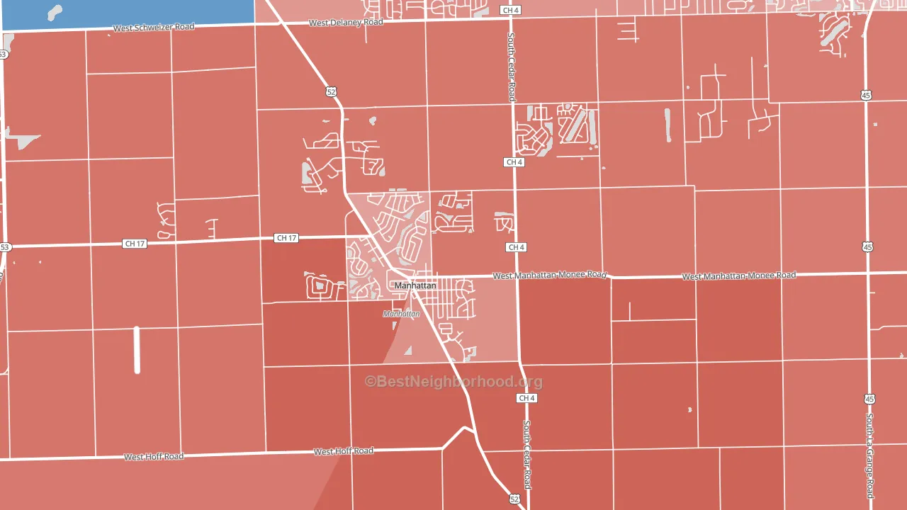 60442, IL block-group political-lean map