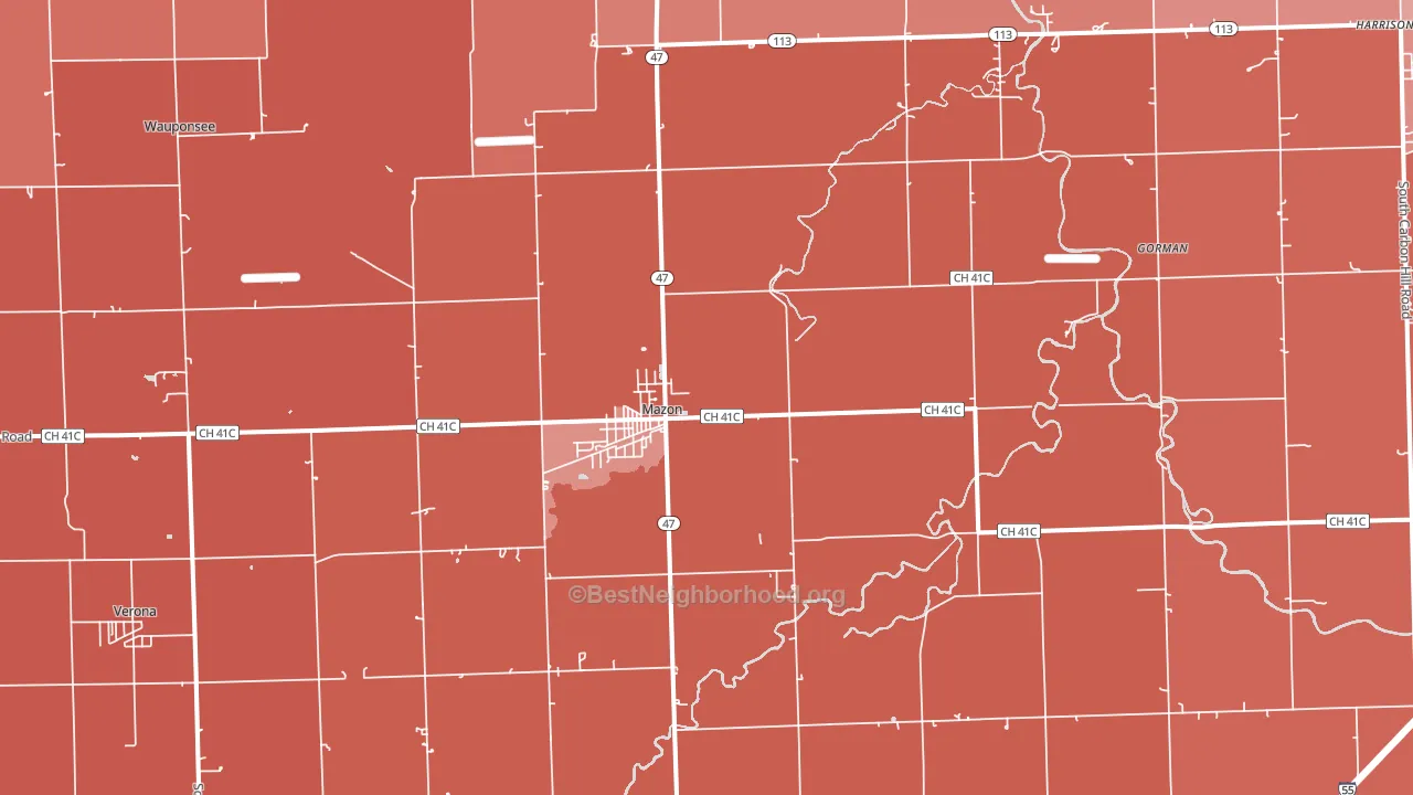 60444, IL block-group political-lean map