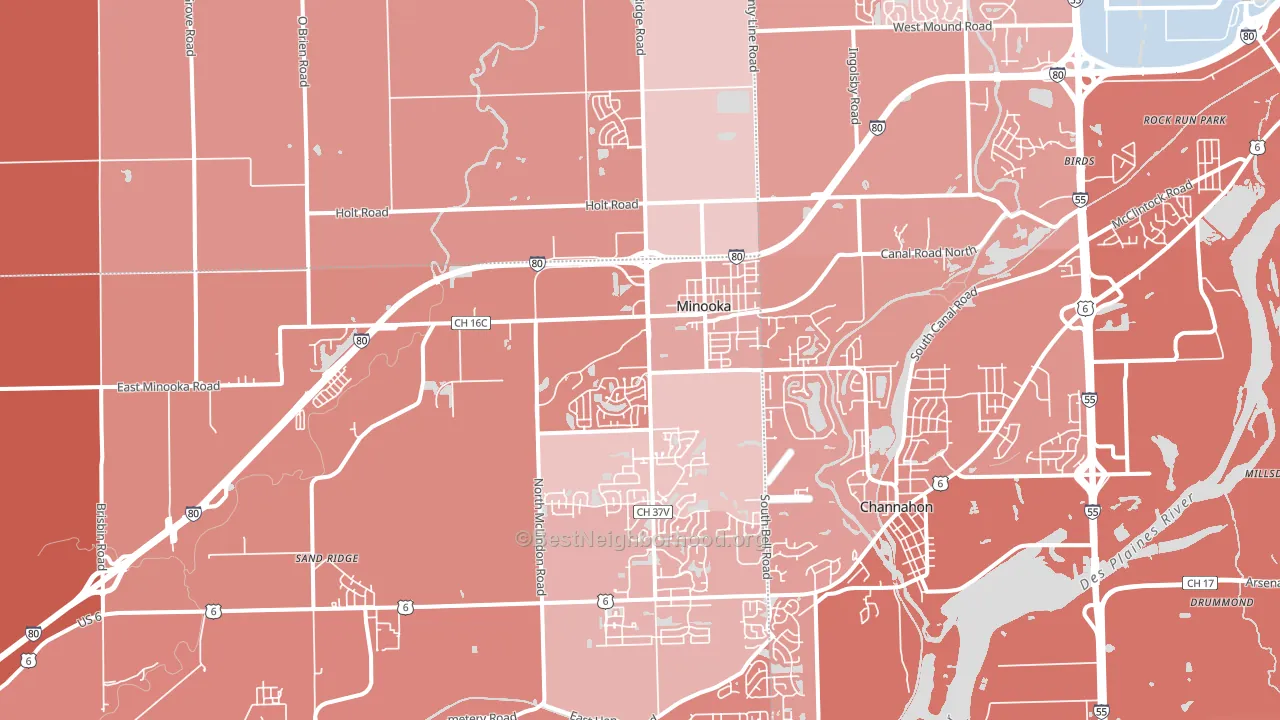 60447, IL block-group political-lean map