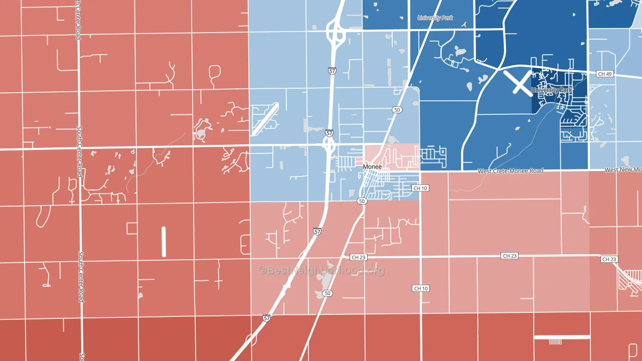 60449, IL block-group political-lean map