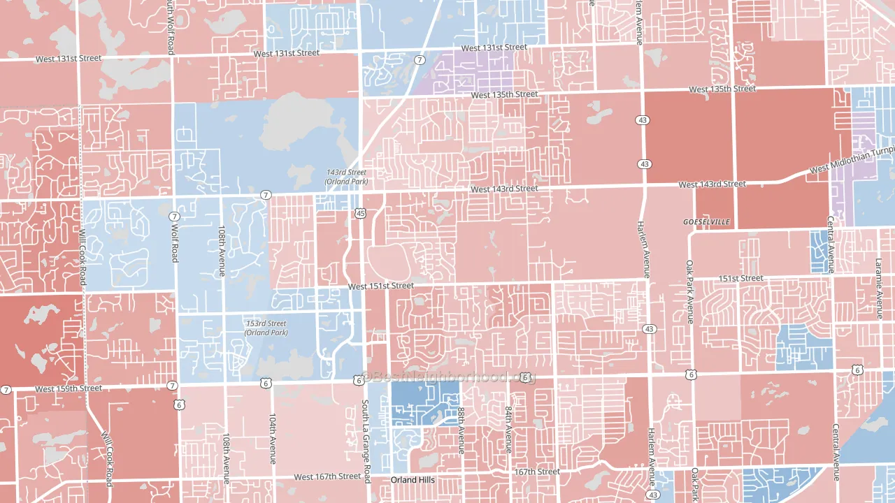 60462, IL block-group political-lean map