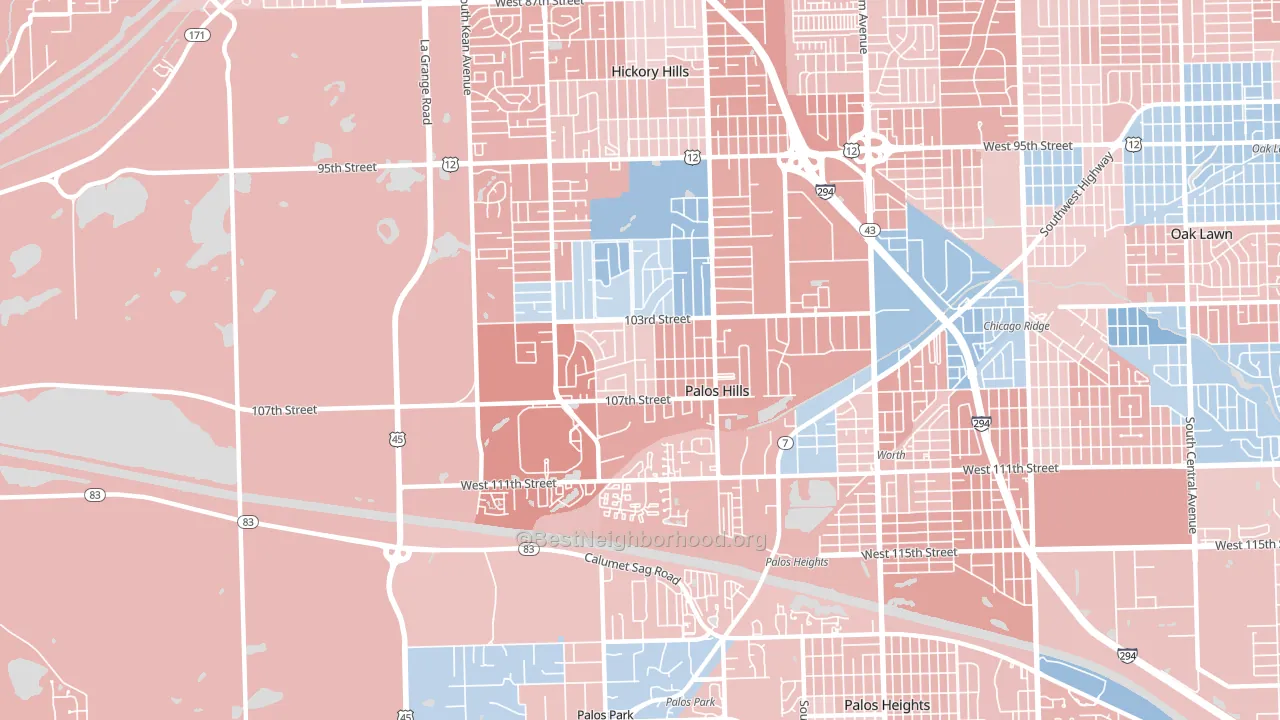 60465, IL block-group political-lean map
