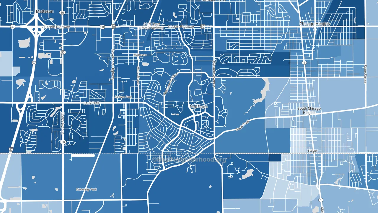 60466, IL block-group political-lean map
