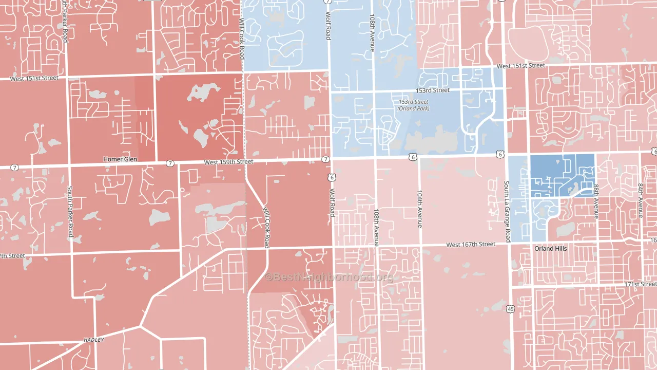 60467, IL block-group political-lean map