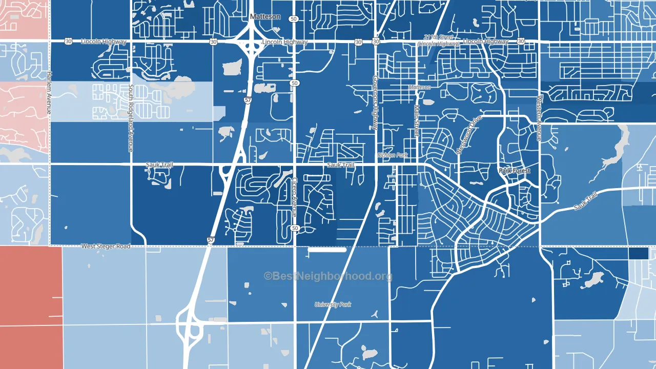60471, IL block-group political-lean map