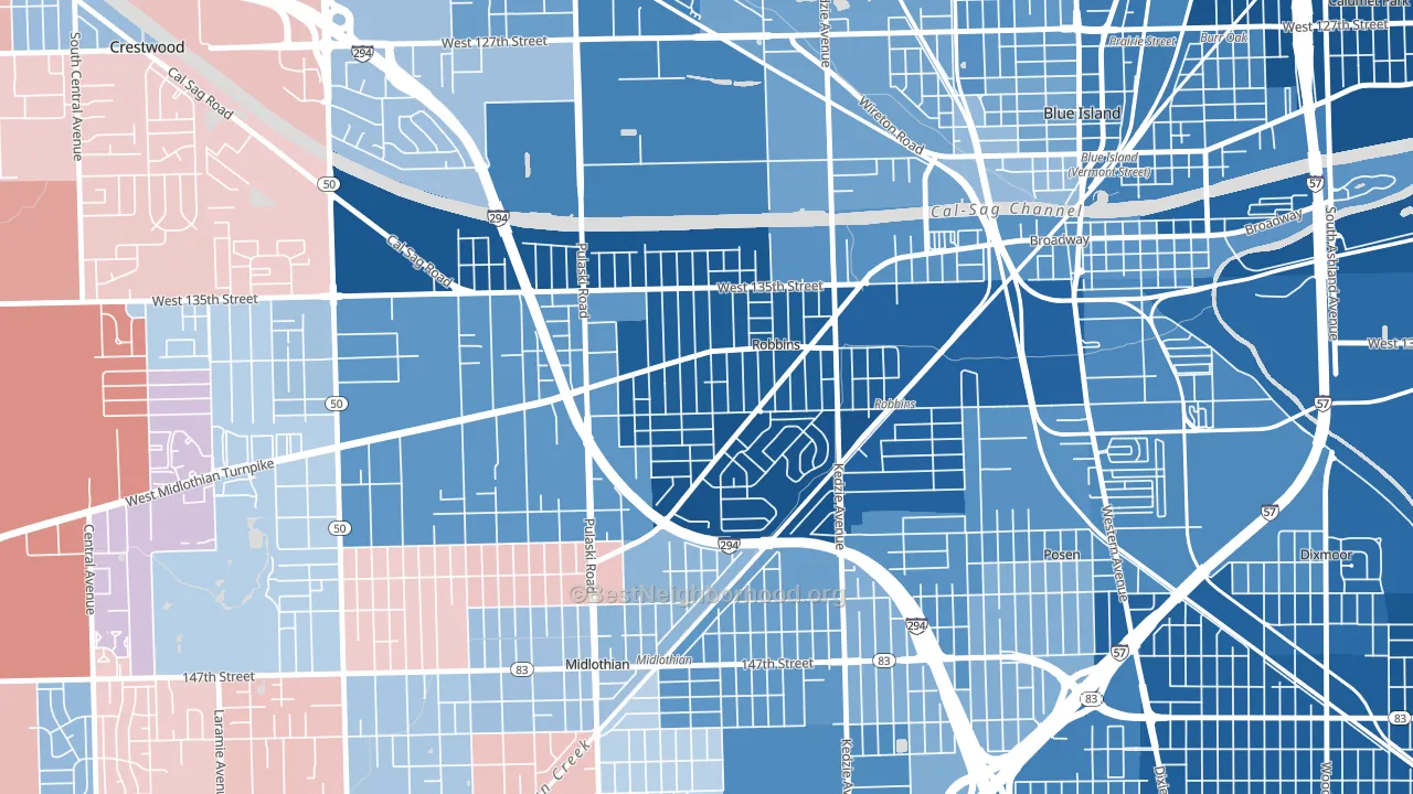 60472, IL block-group political-lean map