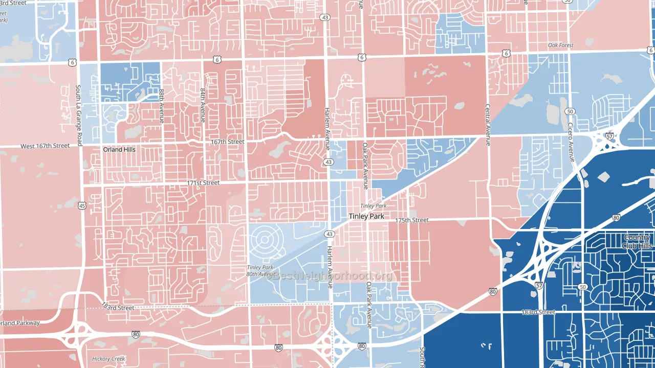 60477, IL block-group political-lean map