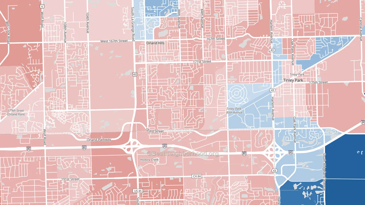 60487, IL block-group political-lean map