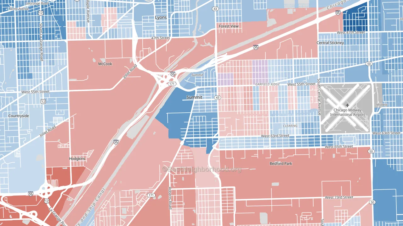 60501, IL block-group political-lean map