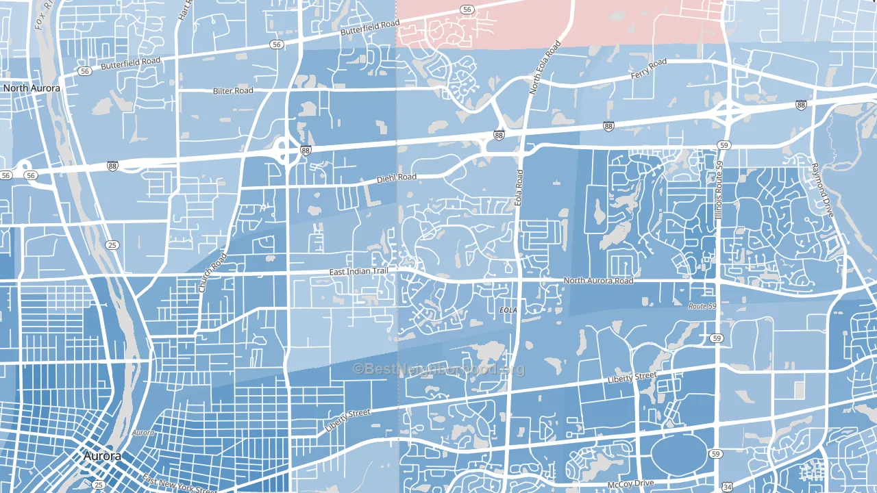 60502, IL block-group political-lean map