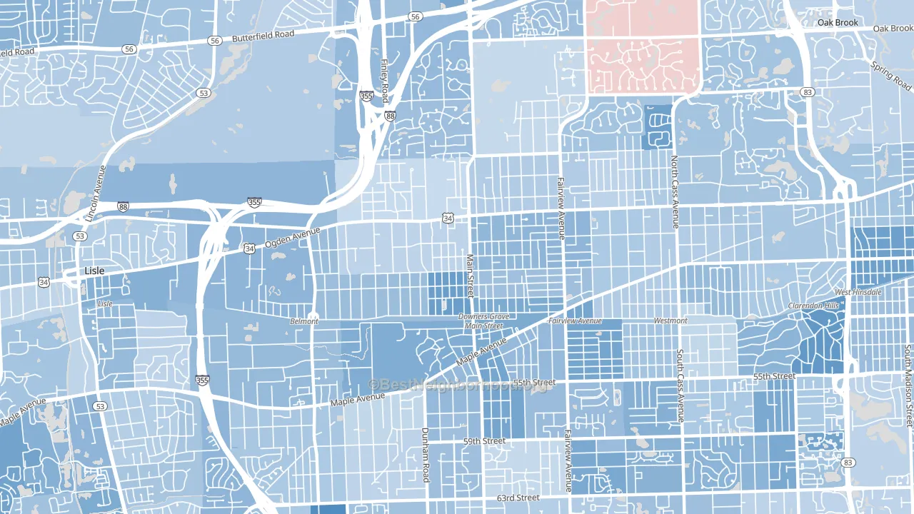 60515, IL block-group political-lean map