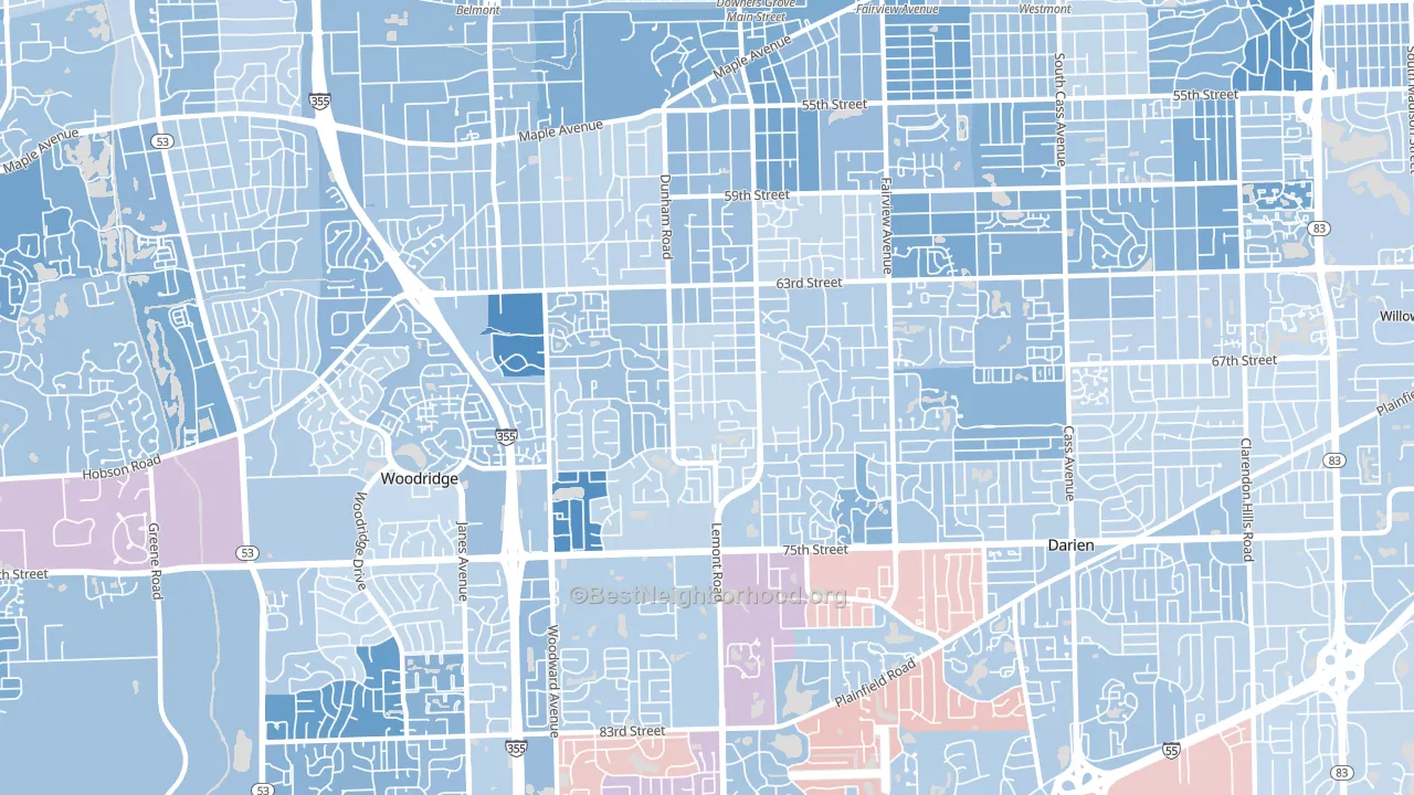 60516, IL block-group political-lean map