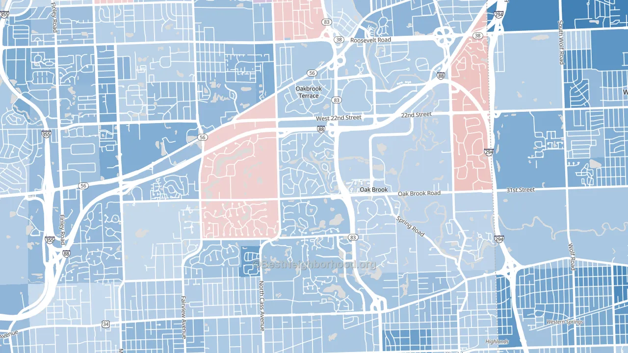 60523, IL block-group political-lean map
