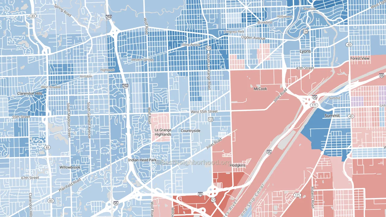 60525, IL block-group political-lean map