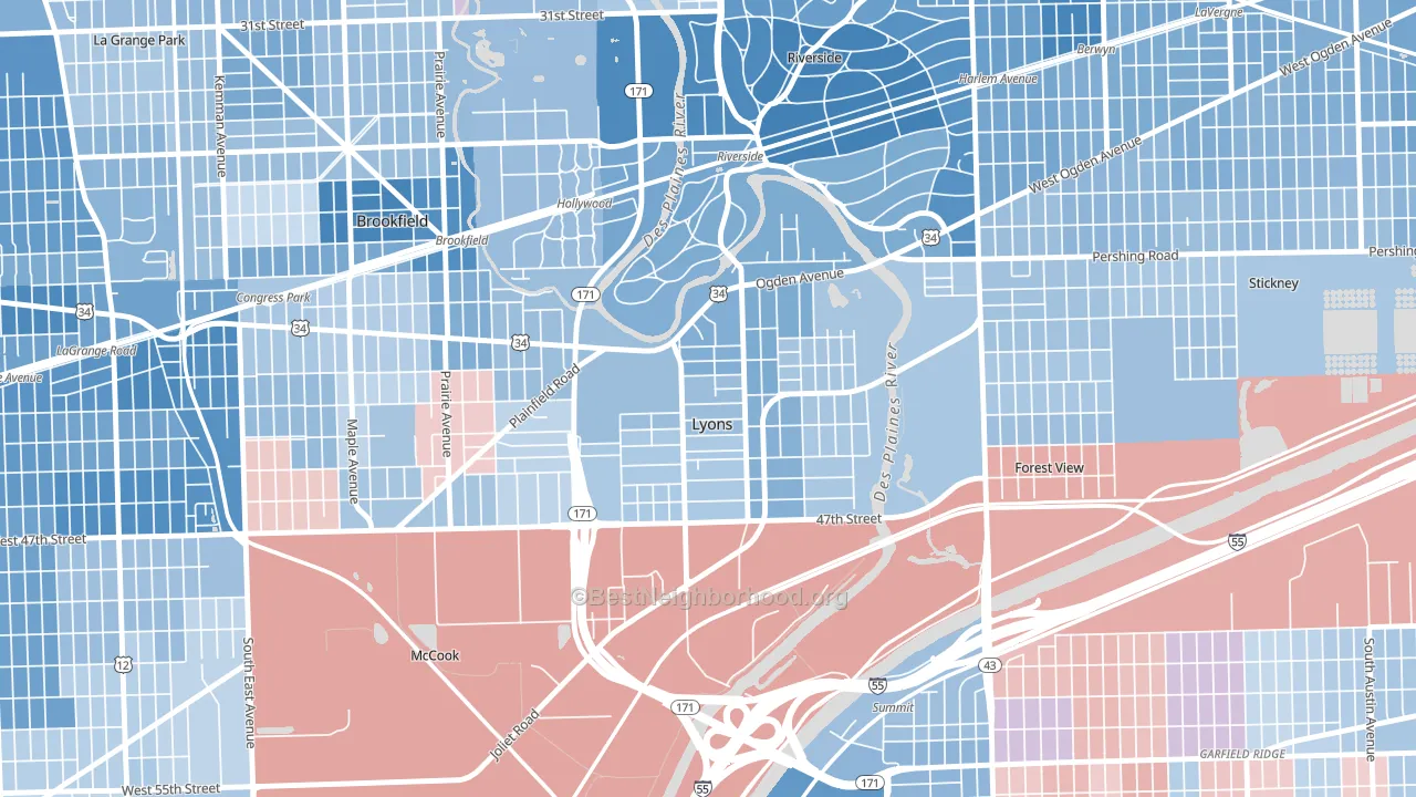 60534, IL block-group political-lean map