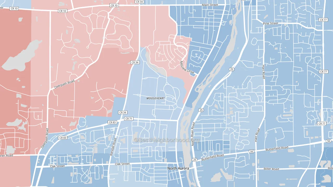 60539, IL block-group political-lean map