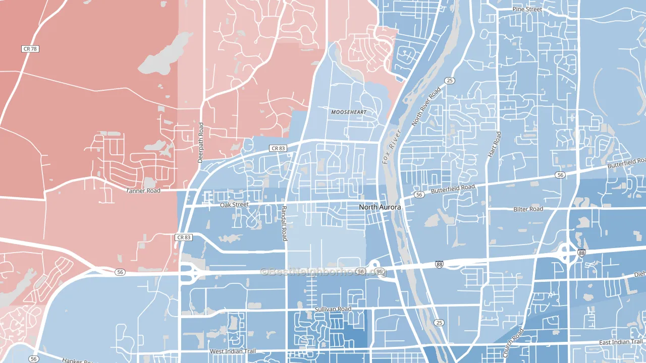 60542, IL block-group political-lean map