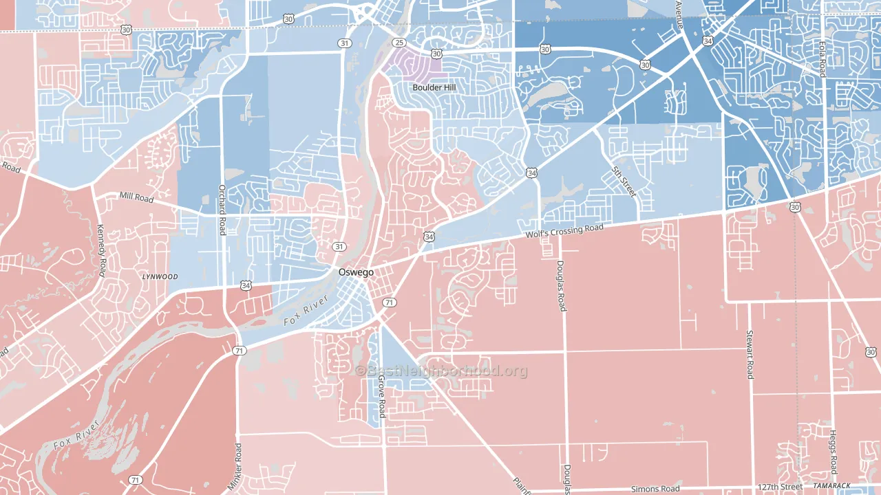 60543, IL block-group political-lean map