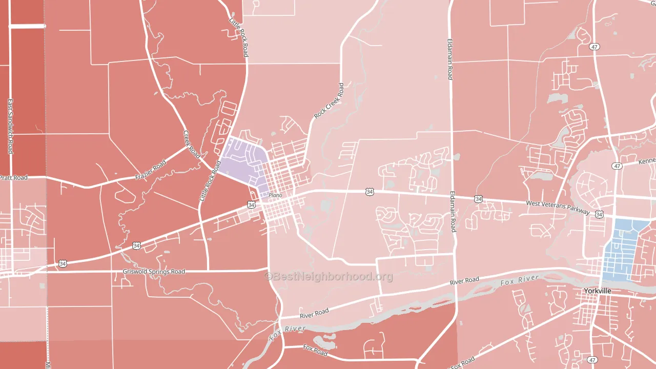 60545, IL block-group political-lean map