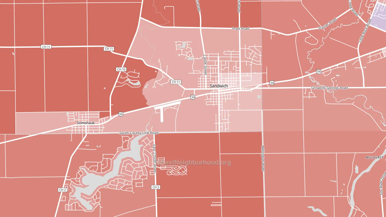 60548, IL block-group political-lean map