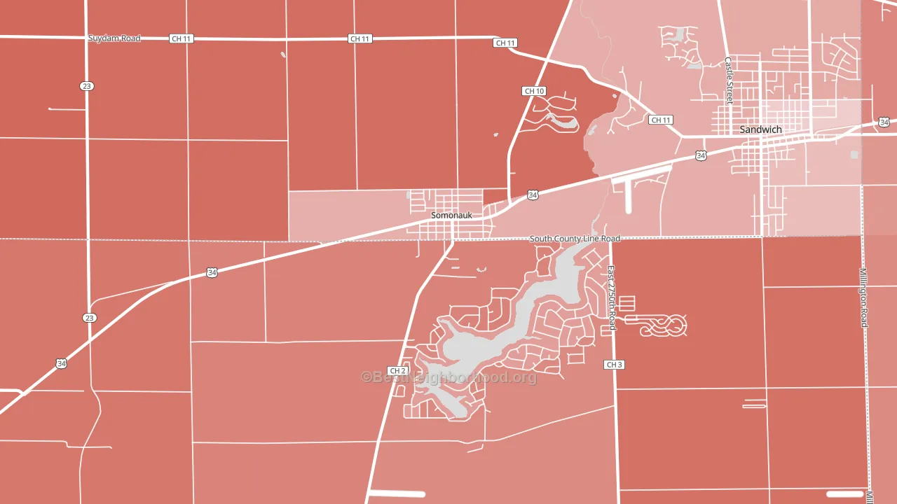 60552, IL block-group political-lean map