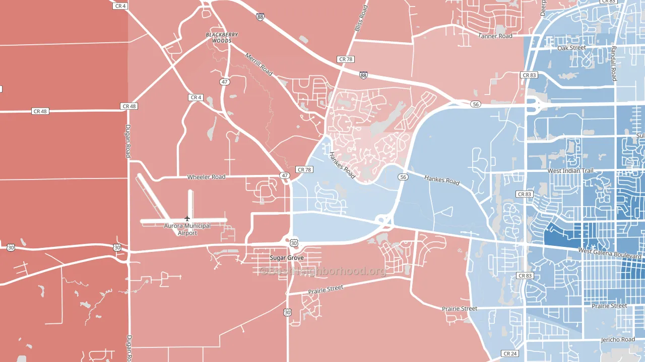 60554, IL block-group political-lean map