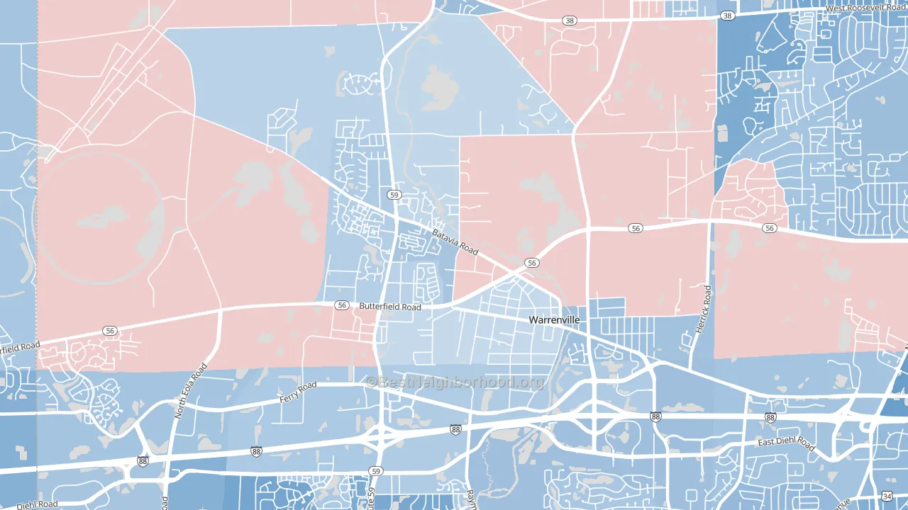60555, IL block-group political-lean map