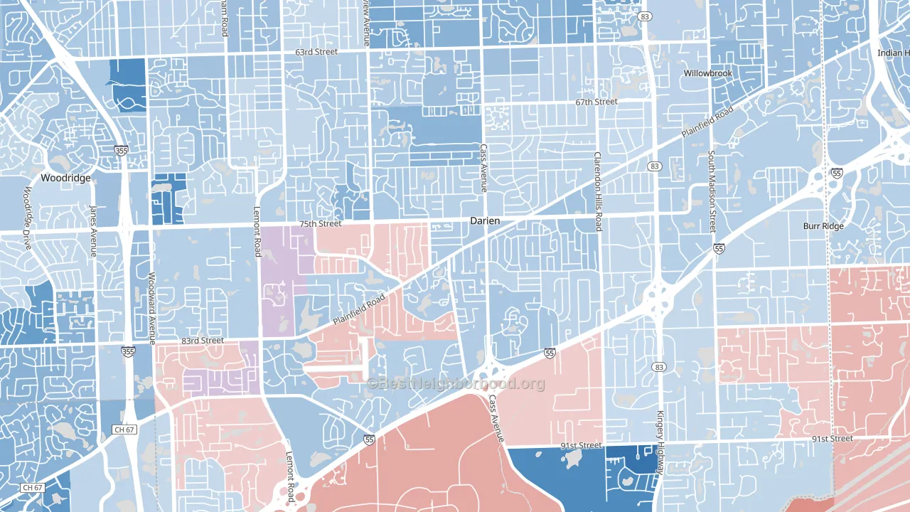 60561, IL block-group political-lean map
