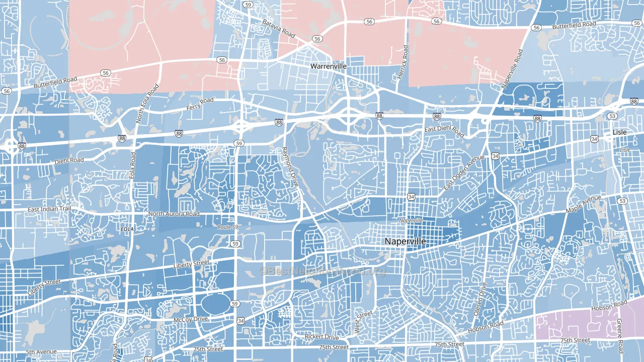 60563, IL block-group political-lean map